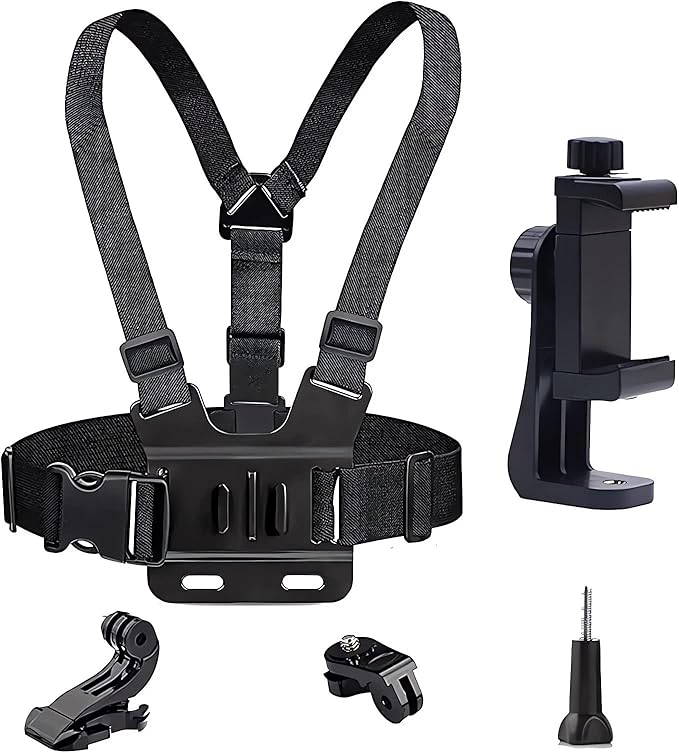 weiibide 运动相机胸带,可调节手机胸架带支架带运动相机安装支架套件